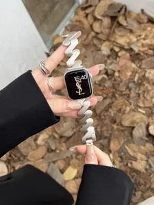 Edelstahl gewelltes Metall Uhrenarmband Ersatzarmband kompatibel mit Apple Watch