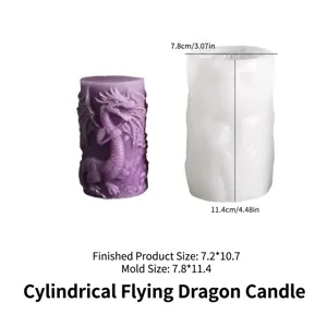 Molde de silicona para vela de dragón cilíndrico kit de fabricación de aromaterapia