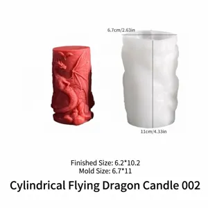 Molde de vela de silicona con diseño de dragón cilíndrico para manualidades DIY