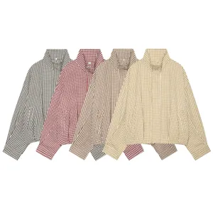 Women's plaid stand collar short loose casual jacket multi-color fashion autumn outerwear
