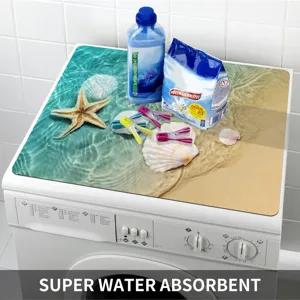 Waschmaschinen Abdeckung Matte mit Strand Seestern Motiv, wasserdicht, staubdicht und rutschfest.