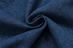 Dark blue denim fabric detail close up texture premium quality material for clothing