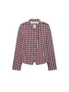 Women's stylish structured tweed jacket autumn new European fashion stand collar outerwear.