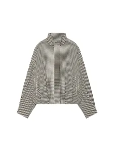 Women autumn casual plaid stand collar short loose jacket for daily wear fashion outerwear