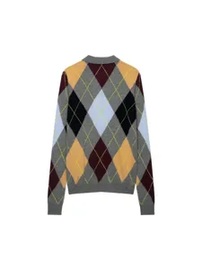 Bezaubernder Vintage Argyle Langarm Strickpullover mit Polokragen für Damen im Herbst