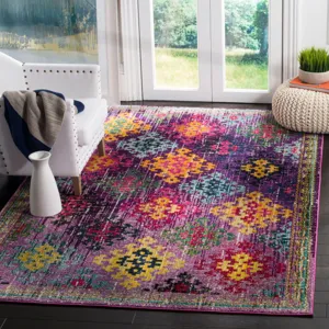 Tapis de salon bohème style vintage motif géométrique coloré tapis de sol pour chambre canapé