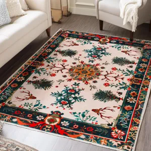 Christmas living room area rug festive holiday decoration floor mat for home bedroom