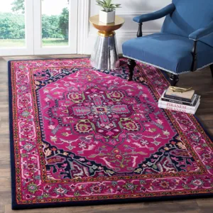 Vibrant Persian style area rug with intricate vintage patterns, durable indoor and outdoor decor.