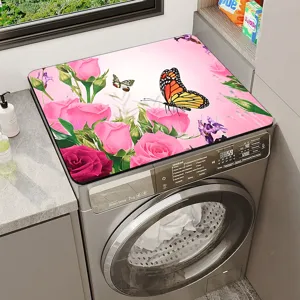 Wasmachine hoes mat van kiezelgur rubber met roze rozen en vlinders print voor decoratie.
