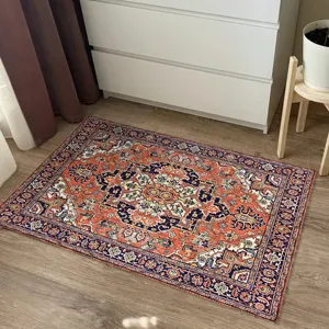 Vintage bohemian style rug featuring intricate traditional patterns for living room decor.