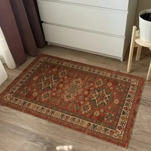Vintage bohemian style area rug with traditional medallion motifs for living room or bedroom.