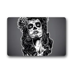 Halloween doormat black and white skull floor mat entrance rug home decor non slip mat