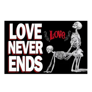 Halloween skeleton couple design detail showcasing artistic gothic love never ends graphic.