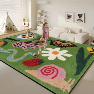 Kids Cartoon Jungle Area Rug Non-Slip Washable Soft Cashmere-Like Floor Mat For Living Room Bedroom