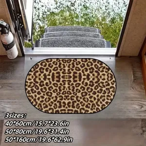 Leopard Print Floor Mat Polyester Absorbent Anti-Slip Rug American Style Decorative Mat For Living Room Bedroom Bathroom