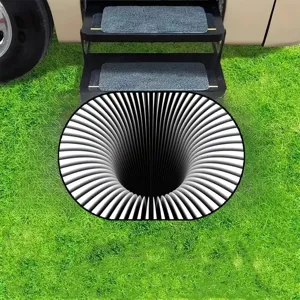 3D optical illusion door mat black and white vortex floor carpet for indoor entryway
