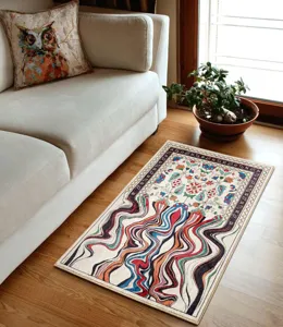 Tapis de salon style patchwork créatif imitation cachemire tapis décoratif pour chambre à coucher.