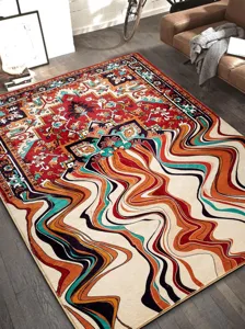 Tapis de salon style patchwork créatif, imitation cachemire pour décoration de canapé.