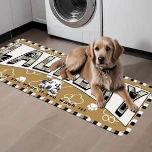 Laundry Room Floor Mat Non-Slip Crystal Velvet Dog Paw Print Runner Rug Washable Entrance Door Mat For Home Decor