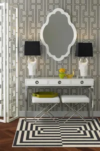 Alfombra geometrica retro para sala de estar dormitorio felpudo resistente al desgaste