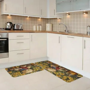 Juego de alfombras de cocina vintage americano, antideslizantes y resistentes a manchas.