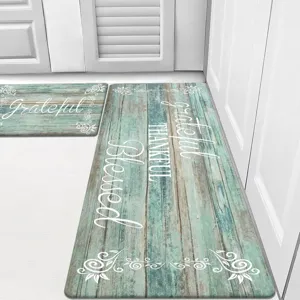 Vintage wood grain kitchen mat set anti slip floor mats two piece set for home decor