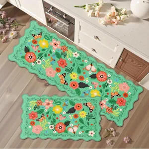 Ensemble de tapis de cuisine floral papillon antidérapant pour le sol de la maison