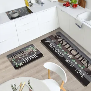 Ensemble de 2 tapis de cuisine vintage américains, tapis de sol antidérapant lavable.