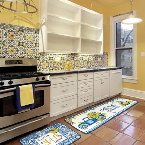 Ensemble de tapis de cuisine vintage citron americain coureur de sol antiderapant neuf