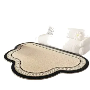 French irregular living room rug loop pile cream style thick fluffy floor mat home decor.