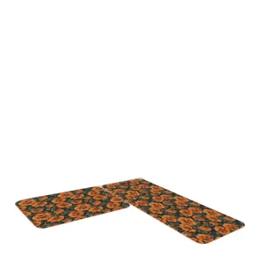Conjunto de alfombras de cocina retro americanas con flores, antideslizantes y duraderas.