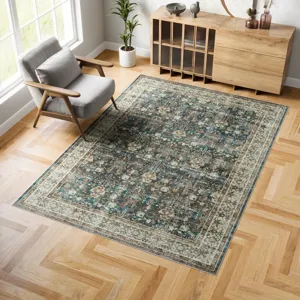 Vintage Persian style area rug for living room bedroom floor decor elegant floral pattern