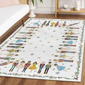 Christmas Nutcracker living room carpet soft washable bedroom rug festive home decor mat