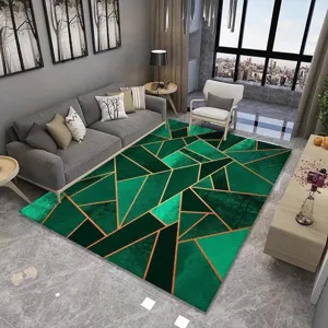 Nordic geometric green and gold living room large area rug modern luxury carpet floor mat