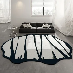 Tapis de salon irrégulier moderne abstrait noir et blanc tapis de sol pour canapé de chambre
