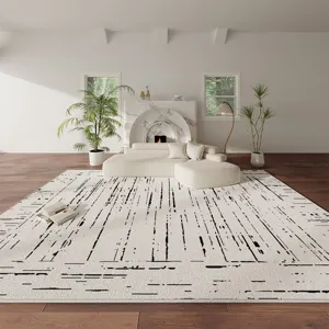 Japanese cream style loop pile rug detail, abstract carpet for living room bedroom floor decor.