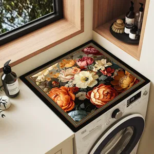 Copertura per lavatrice con fiori vintage tappetino protettivo antipolvere decorativo.