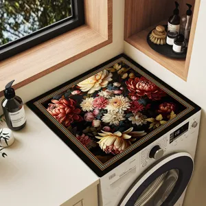 Copertura per lavatrice con fiori vintage, tappetino antipolvere assorbente e antiscivolo.