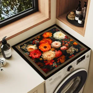 Tappeto coprilavatrice con fiori vintage, tappetino antipolvere impermeabile antiscivolo