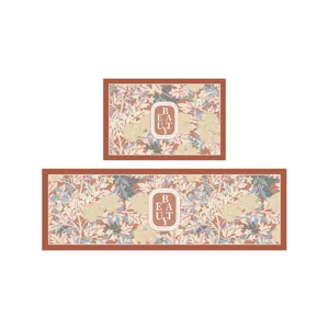 Set di due tappeti da cucina floreali in stile americano, assorbenti e antiscivolo.