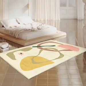 Nordic Minimalist Abstract Geometric Printed Polyester Carpet Soft Non-Slip Living Room Bedroom Bedside Rug Home Decor