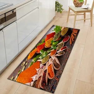 Kitchen floor mat 3D printed spice pattern anti-slip long rug for home cooking space