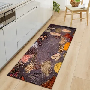 Kitchen runner rug 3D printed spice pattern non-slip water absorbent floor mat for home