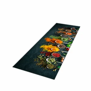 3D printed spice kitchen mat, anti-slip absorbent floor rug for home entry and kitchen use.