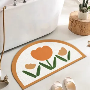 Half-circle floral floor mat minimalist faux cashmere carpet for living room bedroom door