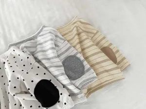 Kids long sleeve t-shirt casual striped top toddler round neck clothing detail view