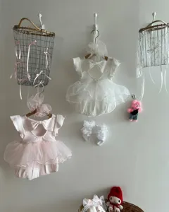 Bébé Été Doux Maille Nœud Papillon Manches Volants Barboteuse Mignon Robe Combinaison