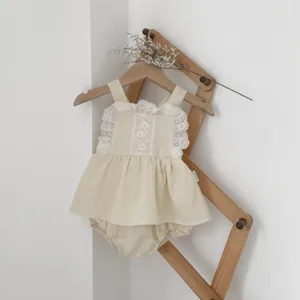 Cute baby girl lace strap romper pure cotton infant baby clothes sweet aesthetic style