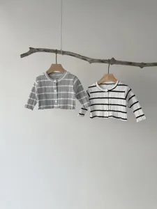 Baby striped knit cardigan infant long sleeve outerwear for spring autumn daily wear