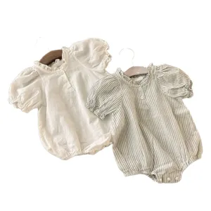 Sommer Baby Mädchen Strampler süße Puffärmel Säugling Bodysuit atmungsaktive Baumwolle Kleidung